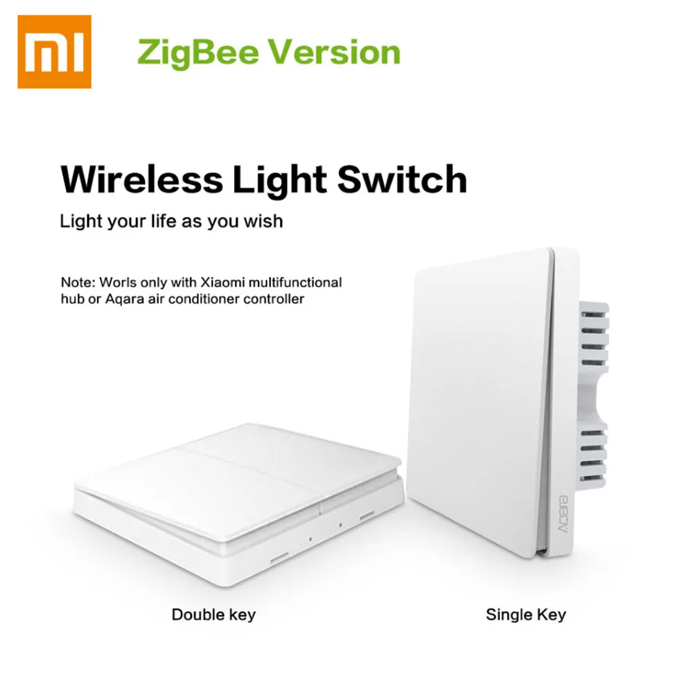 

Original Xiaomi Aqara Smart Light Switch ZigBee Remote Control Switch Wifi Wireless APP Control Key Aqara Wall Switch