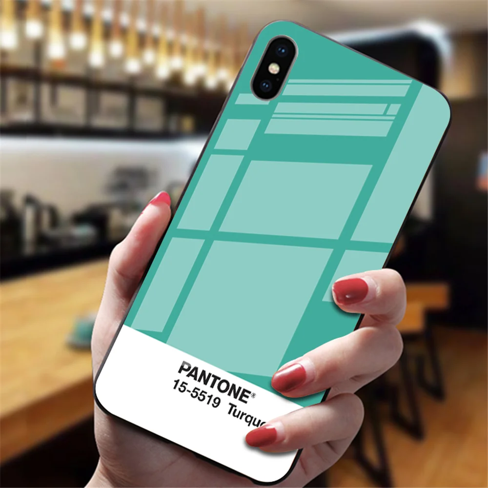 Роскошное популярное закаленное стекло чехол для телефона для iphone 6 6S 7 8 Plus 5 5S SE X XR XS MAX новейшая цветная карта Pantone - Цвет: 6