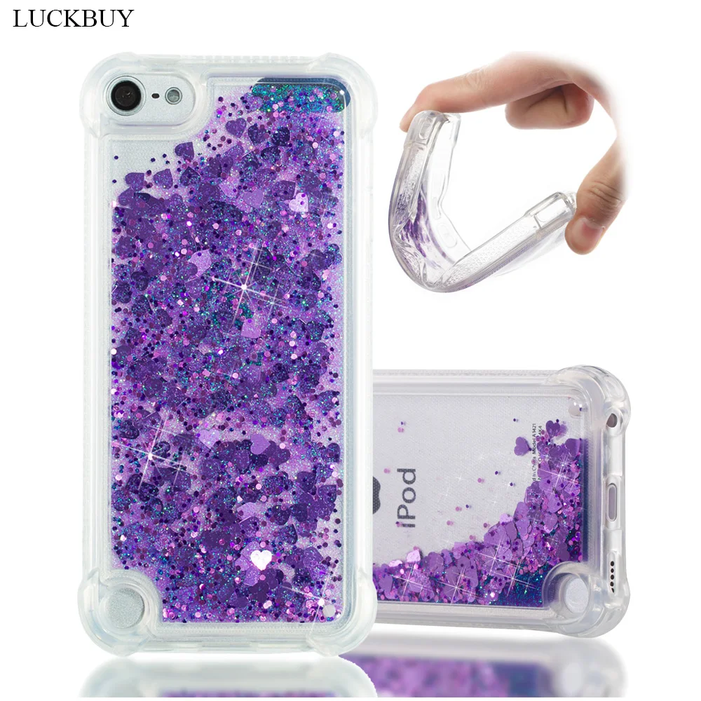 

LUCKBUY Dynamic Glitter Liquid Quicksand Soft Silicone Case Cover For Funda iPod Touch 6 Touch5 Luxury Girl's Phone Case