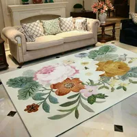 European And American 100% Wool Floral Carpet For Living Room Bedroom Hallway Corridor Fashion Floral Modern Pattern Carpets 1