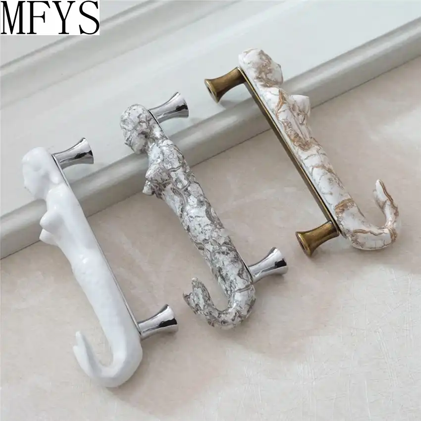 Ceramic Mermaid Handle Kitchen Cabinet Drawer Dresser Pulls Furniture Hardware