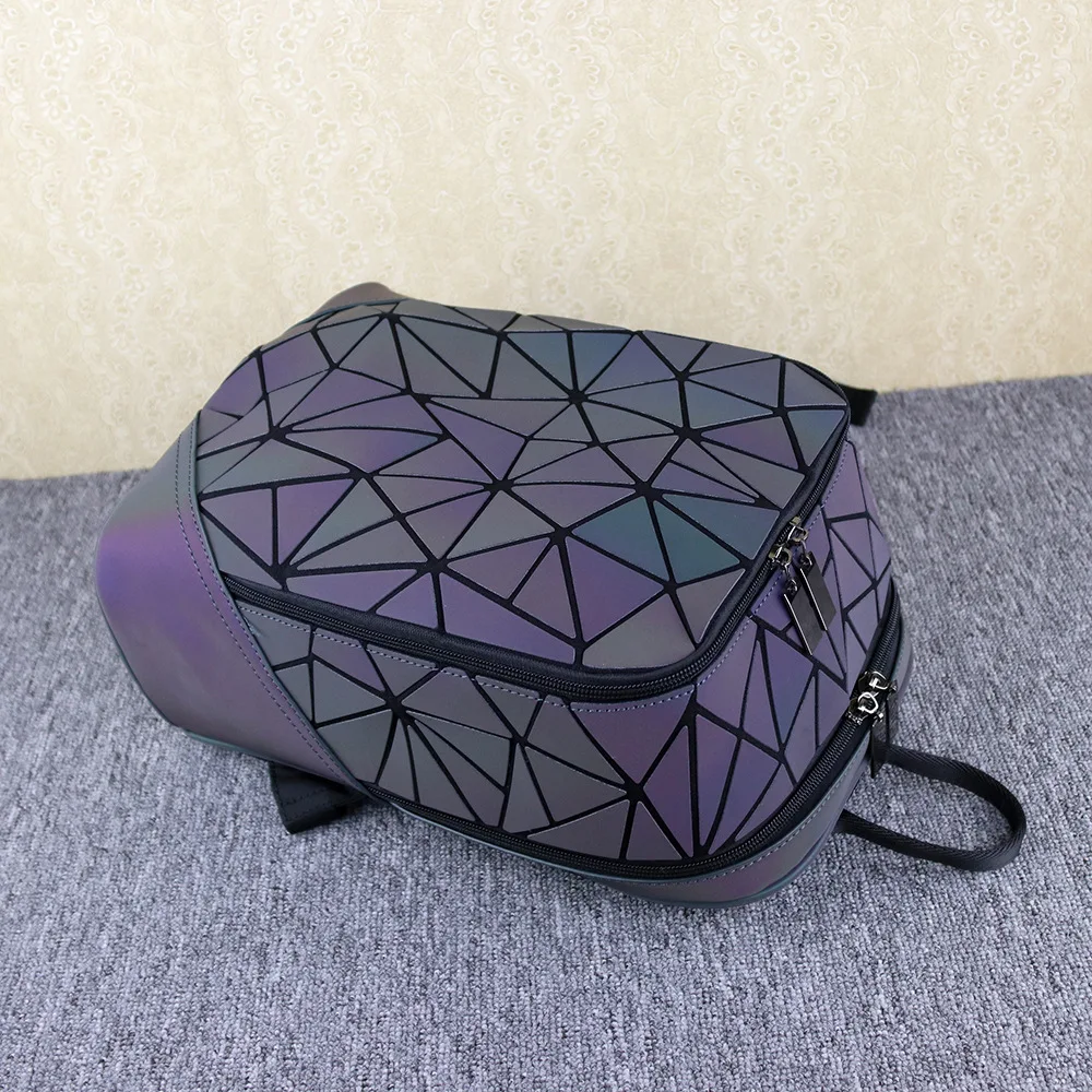 ZYJ Женские светящиеся геометрические повседневные Рюкзаки для путешествий для девочек кожаный лазерный Обесцвечивающий школьный рюкзак через плечо Mochila сумка