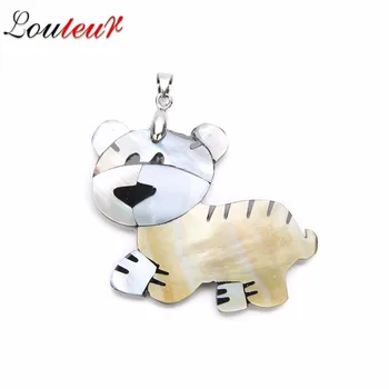 

Louleur Cute Tiger Shell Pendants DIY Necklace Making Natural Mother of Pearl White Shell&Abalone Shell Charm Pendant For Women
