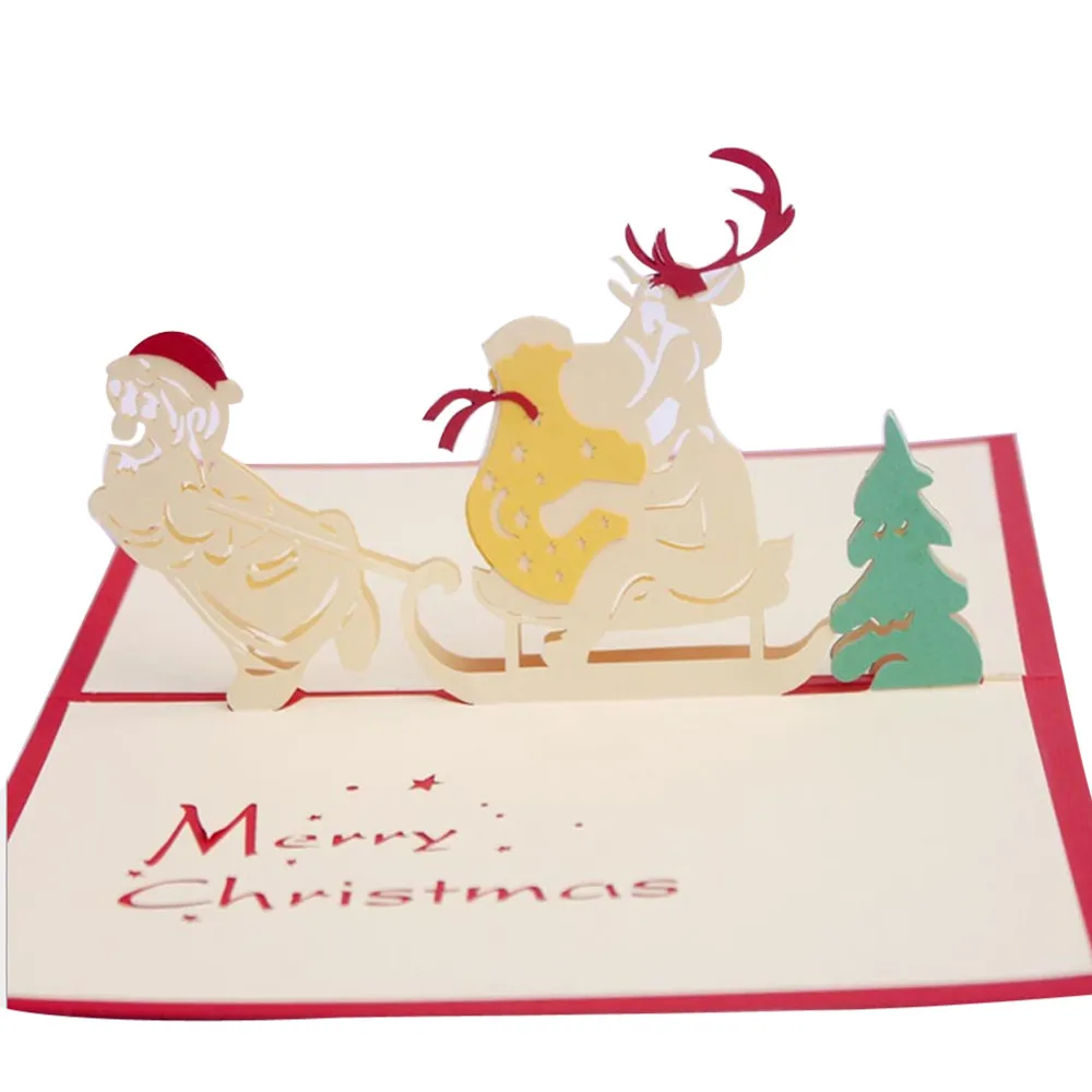 Подробные сведения о 3D открыток рождественское поздравление подарок для ребенка праздник счастливый Новое поступление, горячая распродажа - Цвет: C