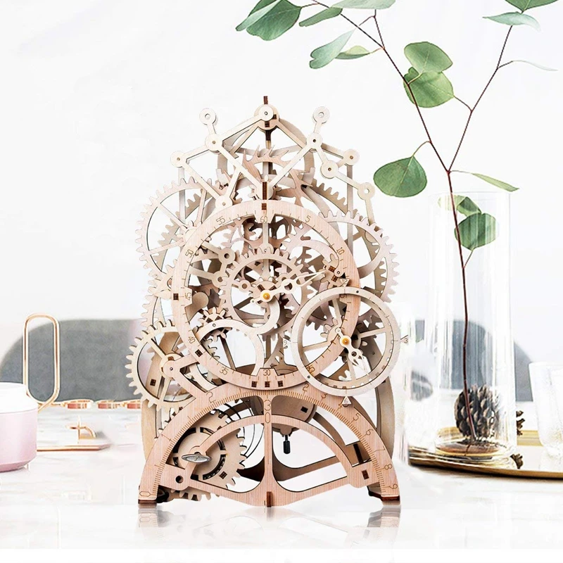 Robotime DIY engranaje reloj de péndulo de un reloj 3D modelo de madera de Kits de construcción de juguetes aficiones regalo para niños adultos LK501 - 1