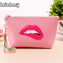 Laichary lindo pu cuero cosméticos bolso mujeres cremallera organizador cosmética bolsa de viaje impermeable neceser mujer organizador bolso