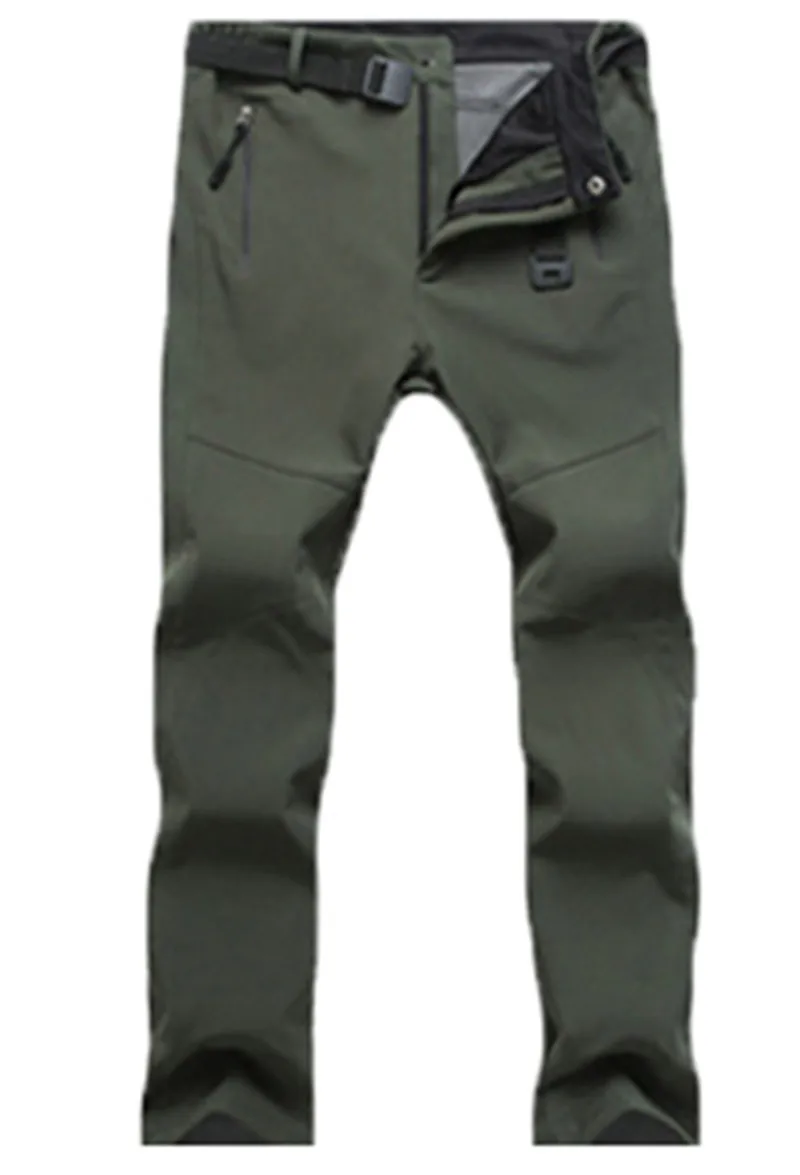 WOLFONROAD зимние женские мужские Брюки флисовые плотные брюки водонепроницаемые ветрозащитные брюки походные брюки Софтшелл 3XL брюки - Цвет: Men army green
