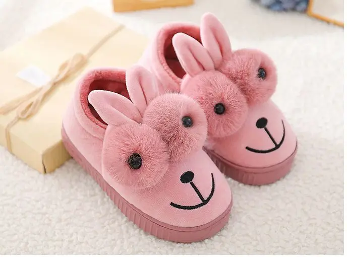 Детские домашние тапочки обувь детская зимняя девочек/мальчиков милый кролик мультфильм хлопок тапочки детские домашние теплые тапочки бархатные туфли