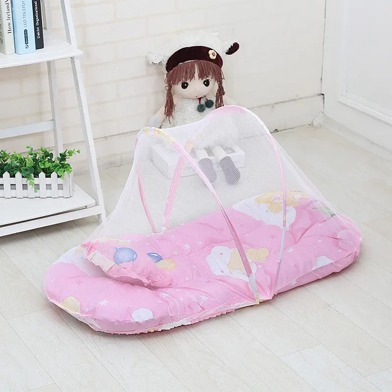 Pink 92X48X40 CM ALWAYSME 110x60x38 см и 75x45x40 см 0,32 кг портативный складной детский коврик колыбели коврик с москитной сеткой весна лето - Цвет: Pink 92X48X40 CM