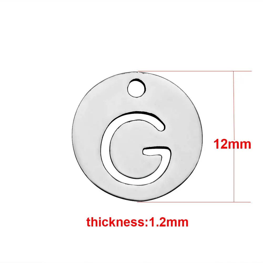 Амулеты с буквами алфавита, A-Z, Круглый, металлический, нержавеющая сталь, амулет, подвеска для браслета, сделай сам, изготовление ювелирных изделий, 10 шт./партия - Окраска металла: G