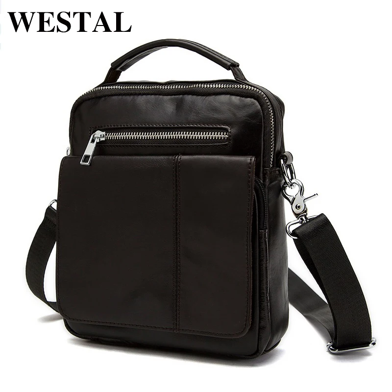 

WESTAL men bags cowhide leather small men bag genuine leather crossbody bags men's messenger bag for travel mini handbag 8806