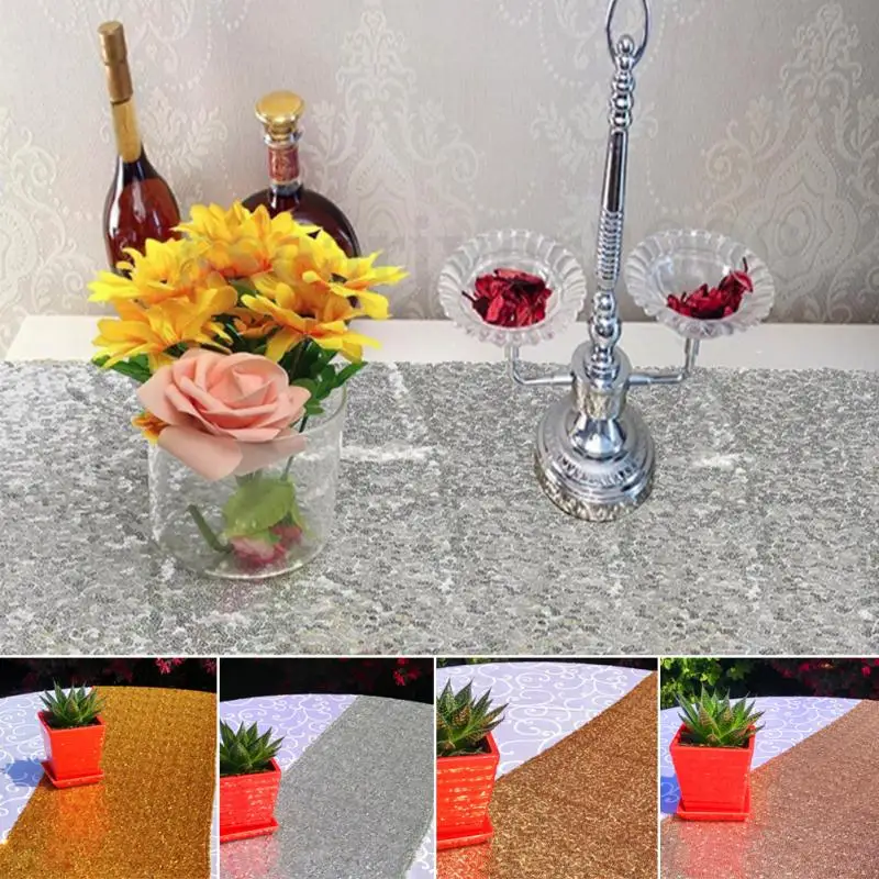 Luxury Gold Sequin Table Runner Wedding Party Decoration Solid Color Runners 30 x 180cm/30 * 275cm | Дом и сад