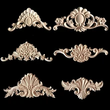 Holz Geschnitzt Aufkleber Ecke Appliques Holz Lange Floral Carving Applique Hause Dekoration Zubehör Tür Schrank Möbel Figurine