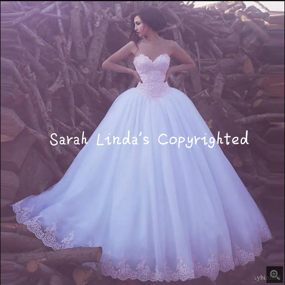 

2016 New Elegant Sweetheart Appliques organza Ball Gown Wedding Dresses Arabic vintage Wedding Bridal Gowns Custom Made