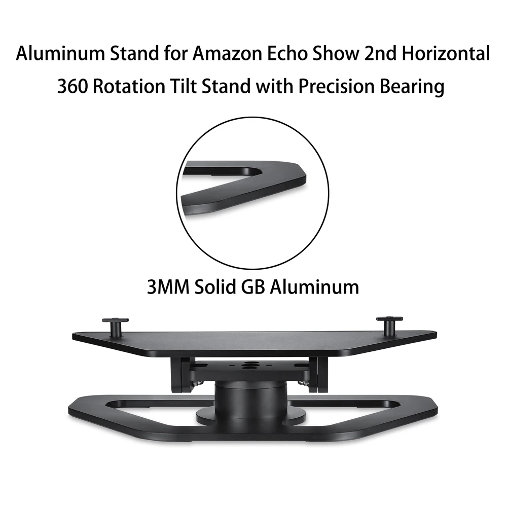 Speaker Stand Holder Aluminum Bracket for Echo Show 2nd Smart Speakers 360 Rotation w/ Precise Bearing for Amazon Echo Show 2nd