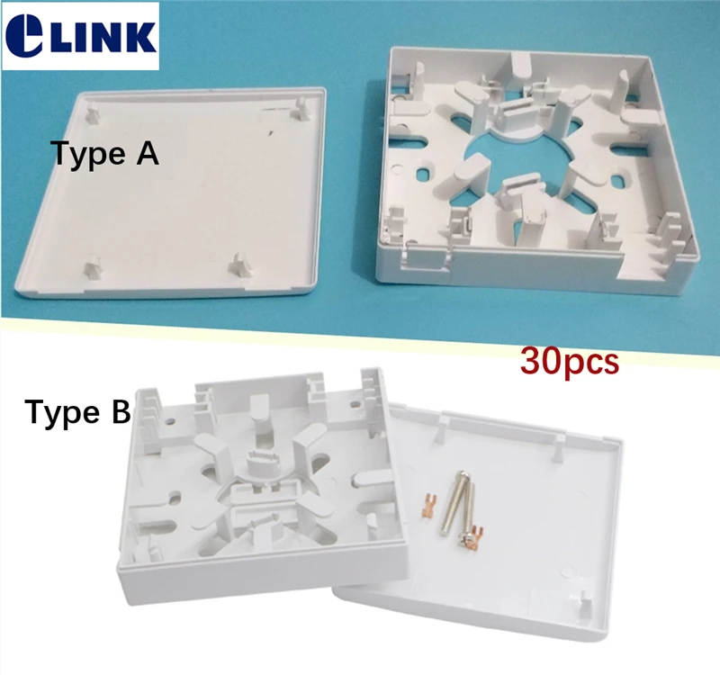 30pcs FTTH Terminal box 86 type ABS junction box wall mount desktop patch panel white 2port plastic box factory wholesales ELINK