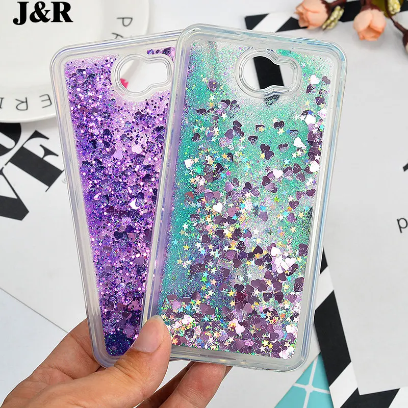 Bling чехол для huawei Y5 II CUN-U29 CUN-L21 Honor 5A LYO-L21 случаях жидкости любовь звезды зыбучие