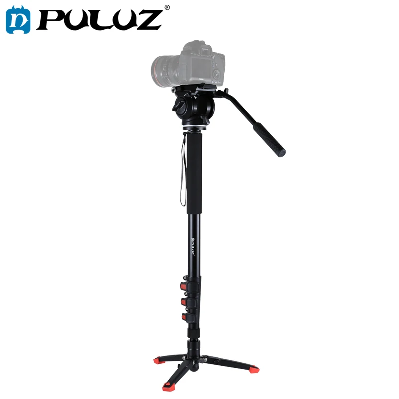 

PULUZ Camera Tripod Set For SONY Four-Section Telescoping Monopod+Fluid Head+Support Base Bracket Tripod Kits For Canon