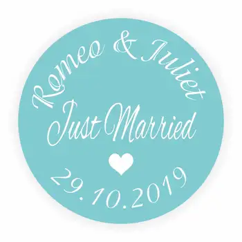 

DouxArt 100pcs Just Married Personalized Stickers, 40mm Colorful Wedding Favors Seals Marriage Communion Labels V1370