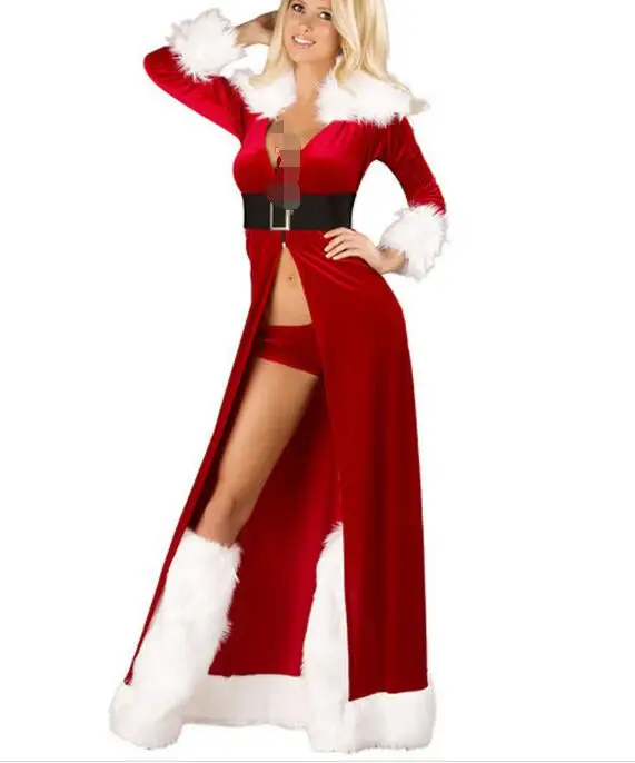 Сексуальный Высококачественный Рождественский Женский маскарадный костюм Санты, красные халаты, нарядное платье, большие размеры, рождественские костюмы для женщин