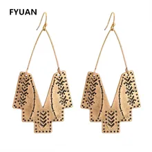 

FYUAN Vintage Boho Geometric Drop Earrings Ethnic Antique Gold Carved Arrow Big Dangle Earrings For Women Jewelry Earings 2018
