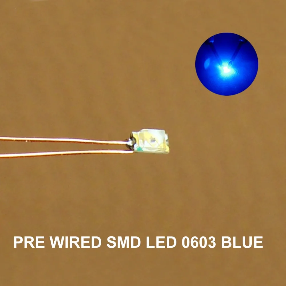 Evemodel C0603 20 szt. 0603 LED SMD lampka wstępnie okablowana mikro 0.1mm oświetlenie z miedzianymi przewodami biały ciepły czerwony niebieski zielony żółty pomarańczowy