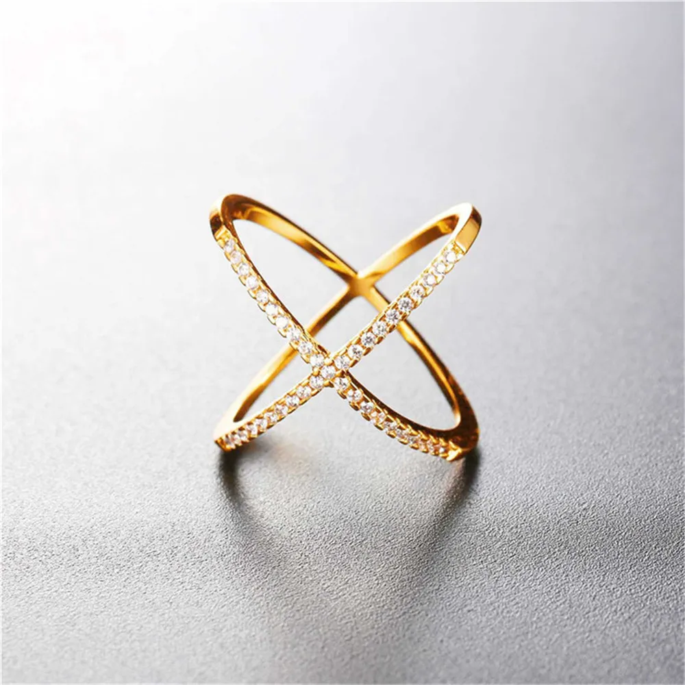 X кольцо крест кольцо с коробкой простой дизайн AAA+ кубический цирконий палец кольца R2561G