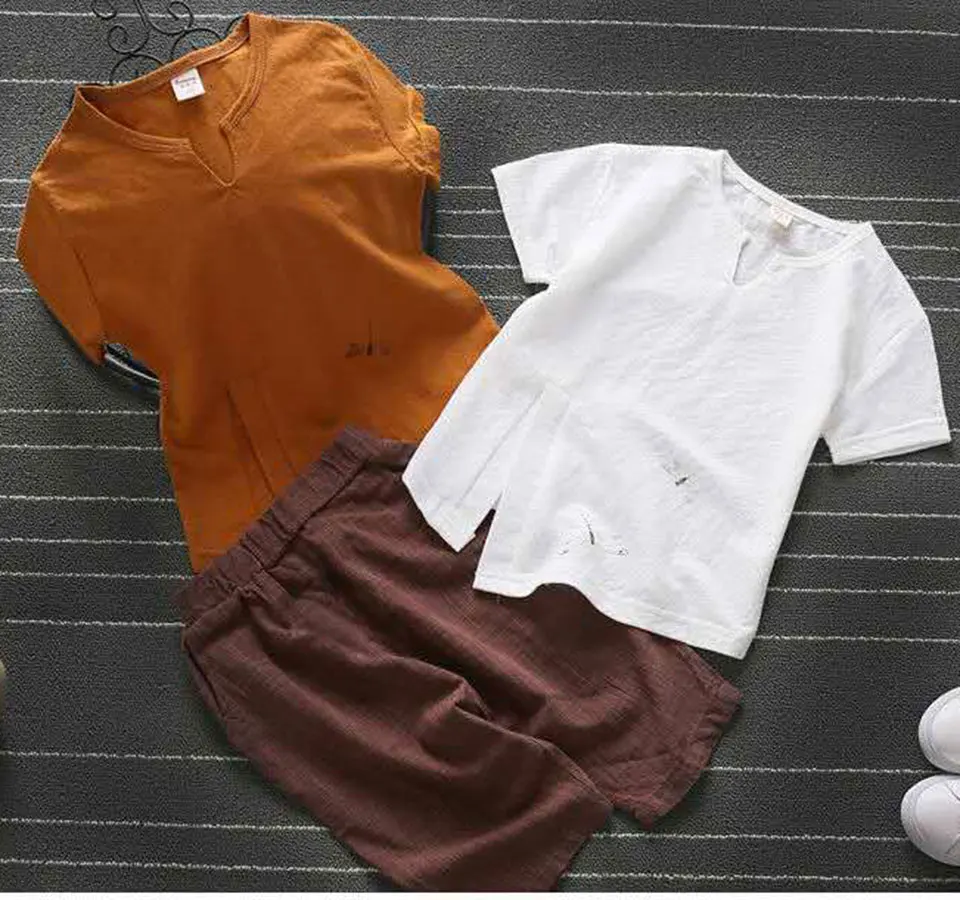 Г. Комплект одежды для мальчиков, футболки и штаны летний хлопковый однотонный комплект одежды для мальчиков от 2 до 10 лет, детская одежда