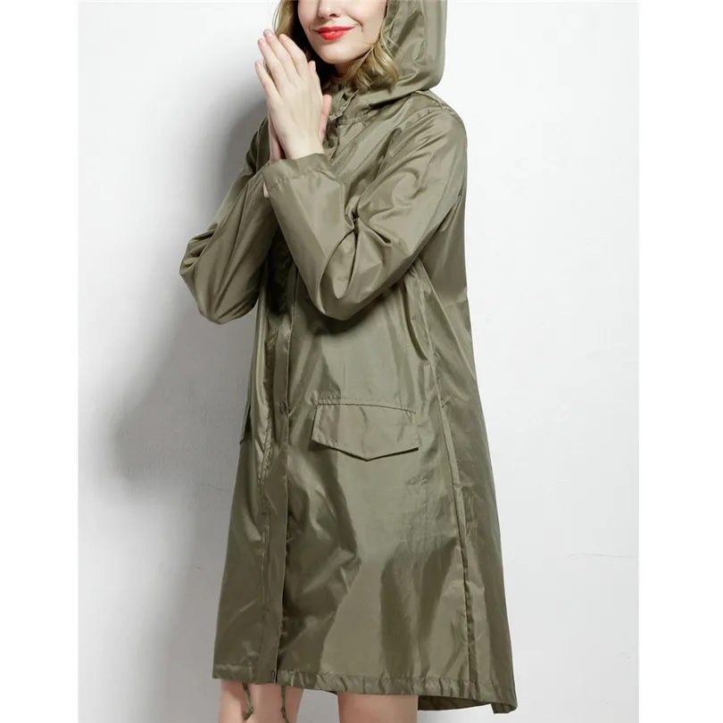 New Fashion Women Rain Solid Jacket Outdoor Waterproof hooded Coat windbreaker Windproof Coat Outwear Raincoat poncho #E15 (16)
