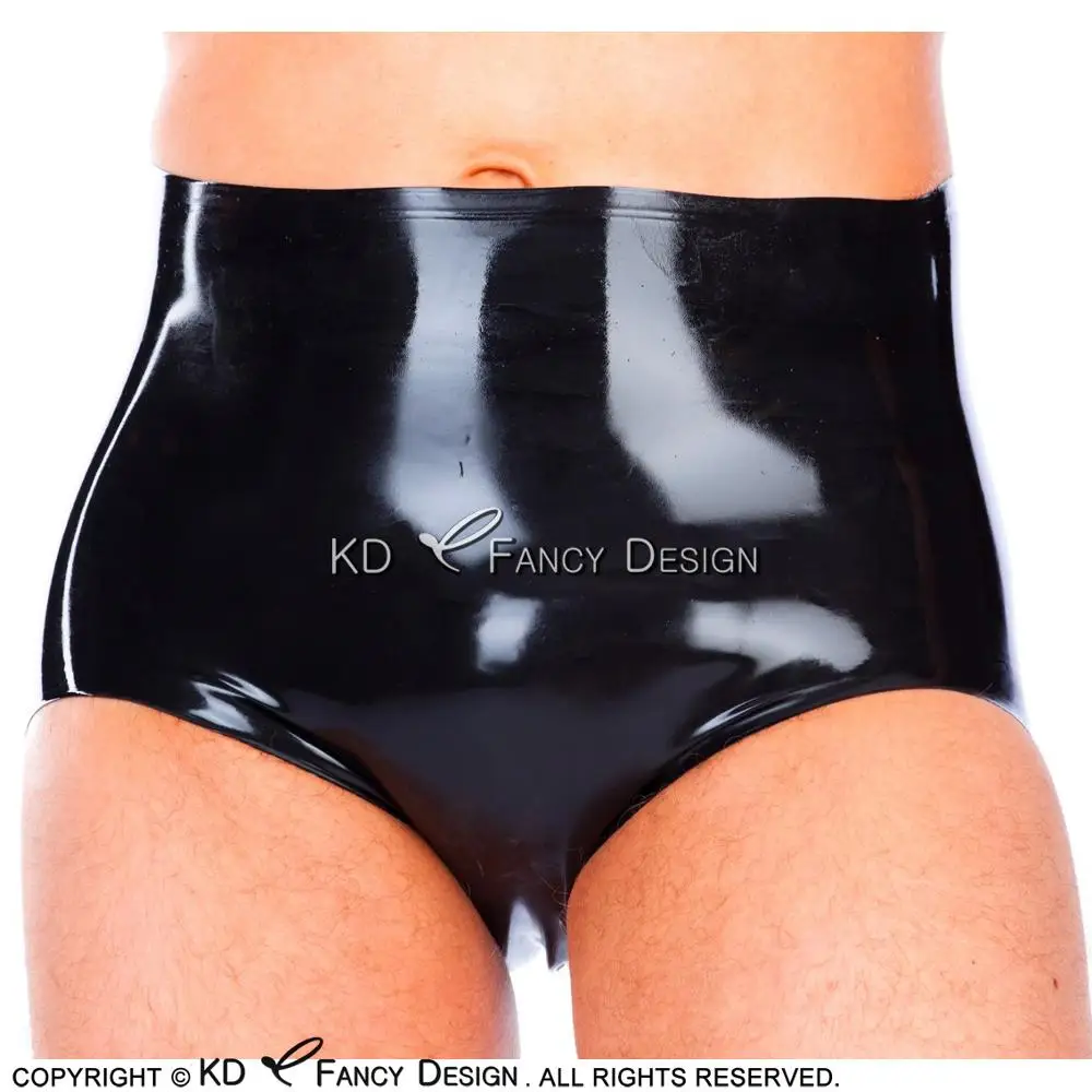 Buy Black Mid Waist Sexy Latex Panties Rubber Briefs