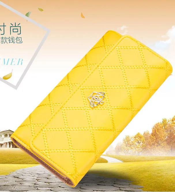 

Ms. latest models long section artificial leather tri-fold multifunction diamond lattice women's wallets purse HG3Z-1