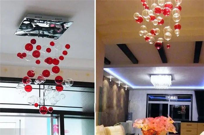 Красный пузырь Crystal Led Стекло Люстра Потолочный светильник Подвеска лампы