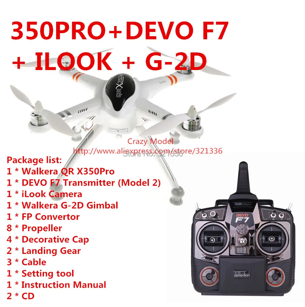 

Original Walkera QR X350 Pro Perfect RTF RC FPV Quadcopter + DEVO F7 Transmitter + iLook Camera + G-2D Gimbal Aerial Photography