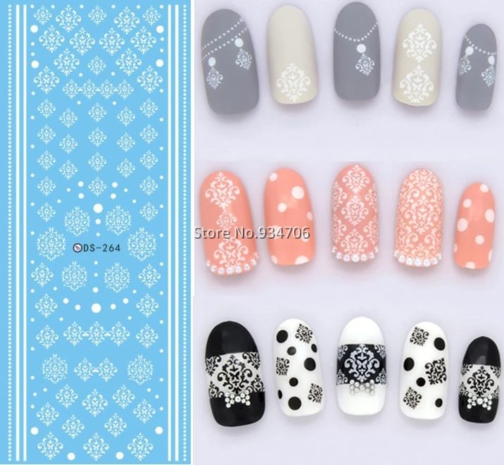 DS264 Design Water Transfer Nails Art Sticker Winter Style White Snowflake Nail Wraps Sticker Watermark Fingernails Decals