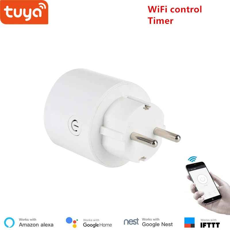 

Tuya WiFi smart socket wireless plug EU smart home switch compatible with Google home and Alexa voice control