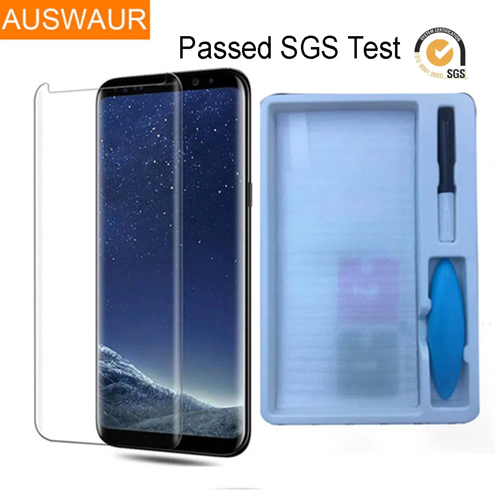 Закаленное стекло с УФ клеем для Samsung Galaxy S8 S9 S10 S11 Plus S7 Edge Note 8 9 2 шт./компл.|Защитные