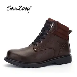 SANZOOG/классические модные мужские зимние ботинки с мехом, сохраняющие тепло, мужские ботинки для верховой езды, ботильоны на платформе
