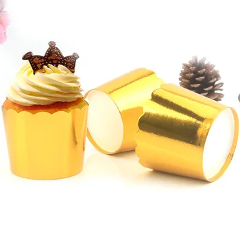 

50Pcs Golden Silver Muffin Cupcakes Paper Cup Oilproof Cupcake Wrapper Liner Baking Cups Wedding Caissettes Cupcakes Paper Case