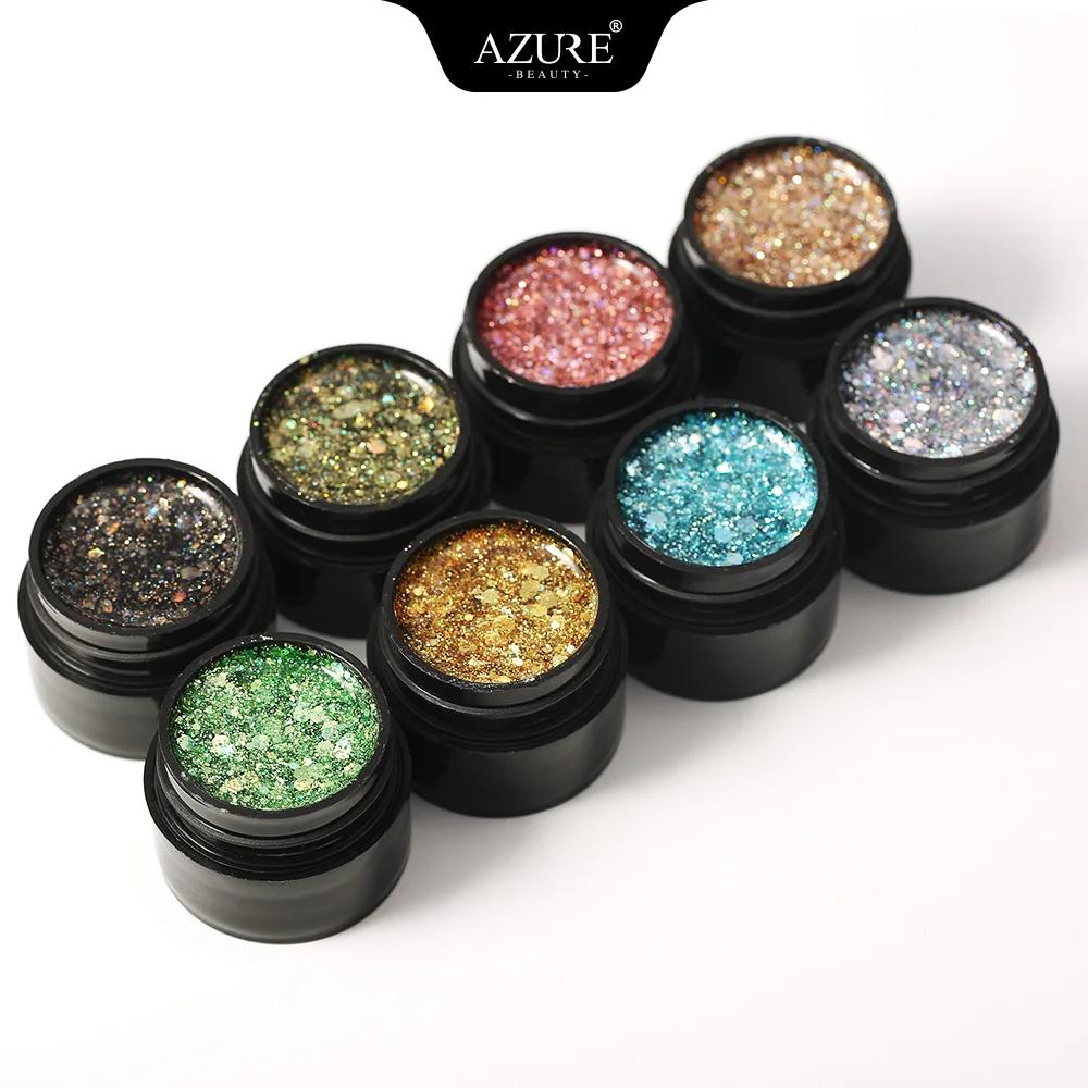 Супер Платиновый гель для ногтей Azure Beauty 9 шт./лот блестящий УФ с алмазным блеском