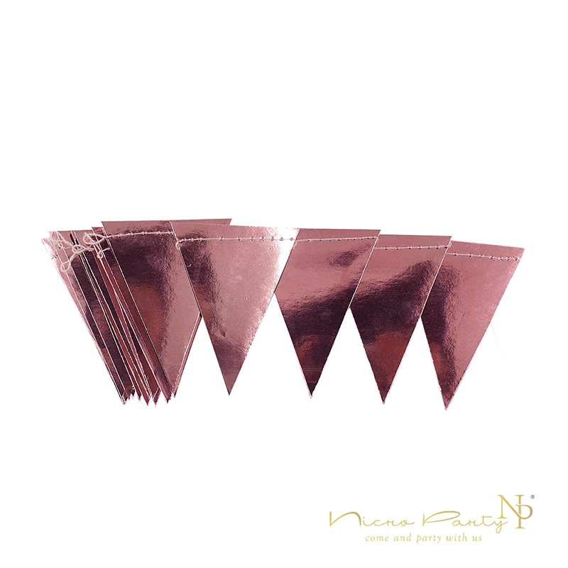 Nicro 3 м гирлянда из розового золота с треугольниками Настенный декор из розовой фольги шнур с треугольниками украшения занавеска для дня рождения