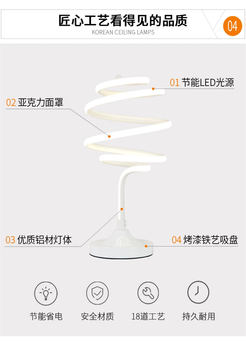 Nordic настольная лампа светодиодный настольная лампа Железный Алюминий акриловые спиральные светодиодный настольный светильник офисная настольная лампа Спальня прикроватные светильники