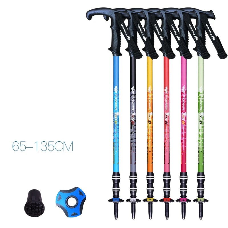 1 unids T mango de aluminio bastones con an-ti choque consejos sistema mate pintura de aerosol senderismo Stick para turismo trekking caña 1 unids T mango de aluminio bastones con an-ti choque consejos sistema mate pintura de aerosol senderismo Stick para turismo trekking caña