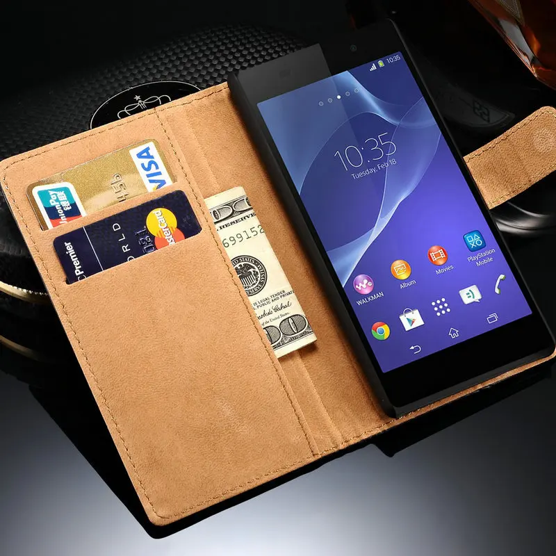 

Genuine Leather Case For Sony Xperia Z4 Z3 Plus E6553 Dual E6533 Wallet Flip Stand Phone Bag Cover For SONY Xperia Z4 Cases