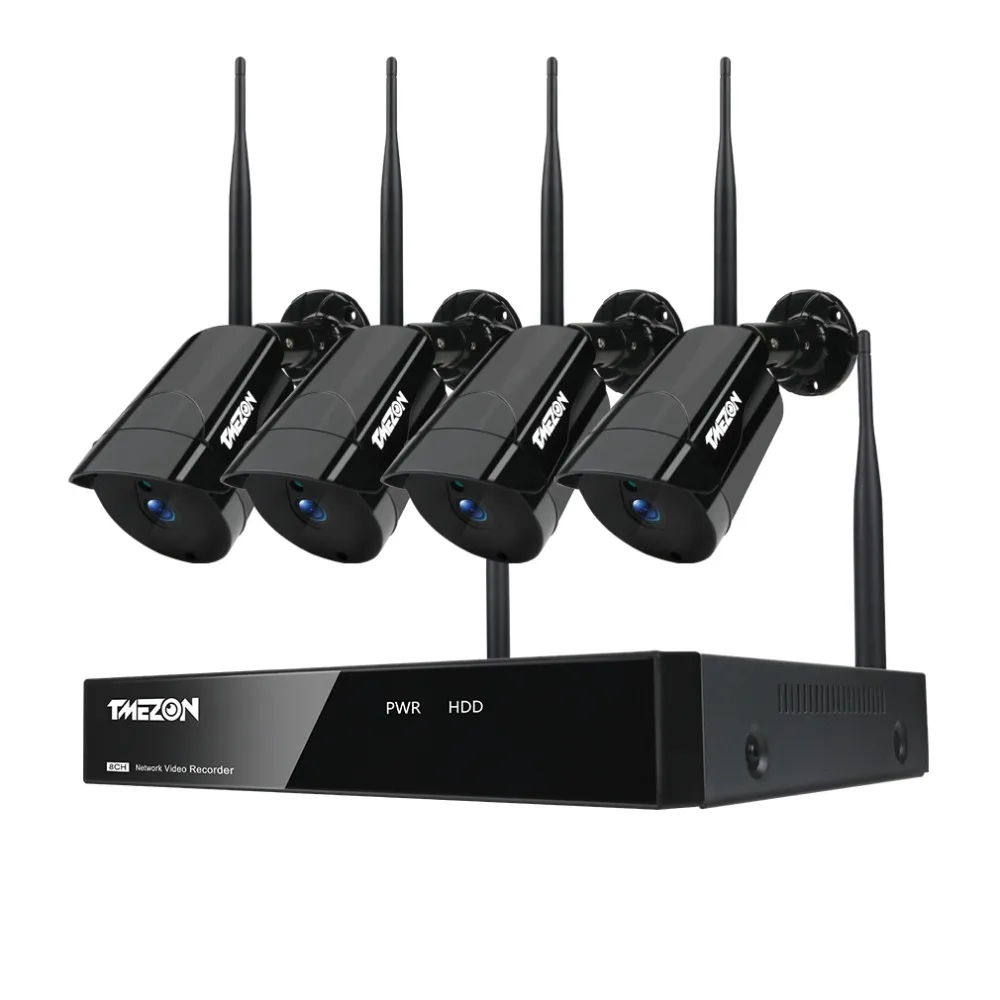 TMEZON 4CH CCTV System 960P NVR 4PCS 1.3MP Wireless IP Camera IR Outdoor P2P Wireless Security System Surveillance Kit with 1TB TMEZON 4CH CCTV System 960P NVR 4PCS 1.3MP Wireless IP Camera IR Outdoor P2P Wireless Security System Surveillance Kit with 1TB