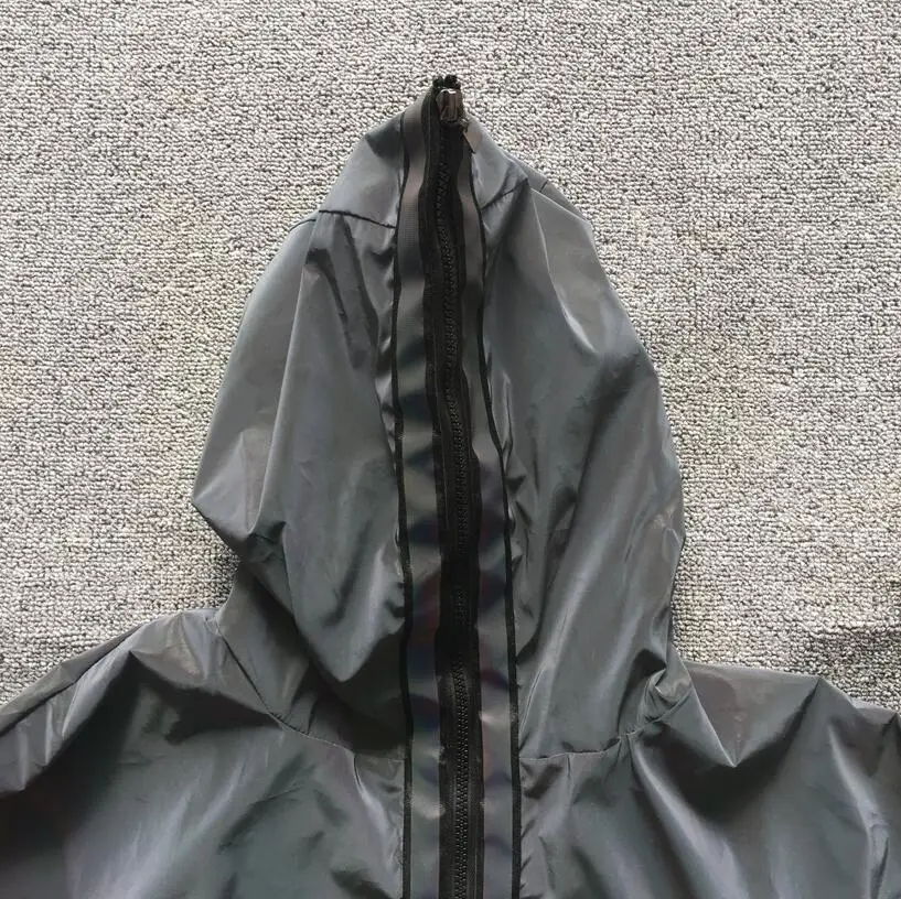 Autumn Winter Men Colorful Reflective Long Coat Irregular Zipper Cloak Ribbon Patchwork Trench Windbreaker Gothic Clothes