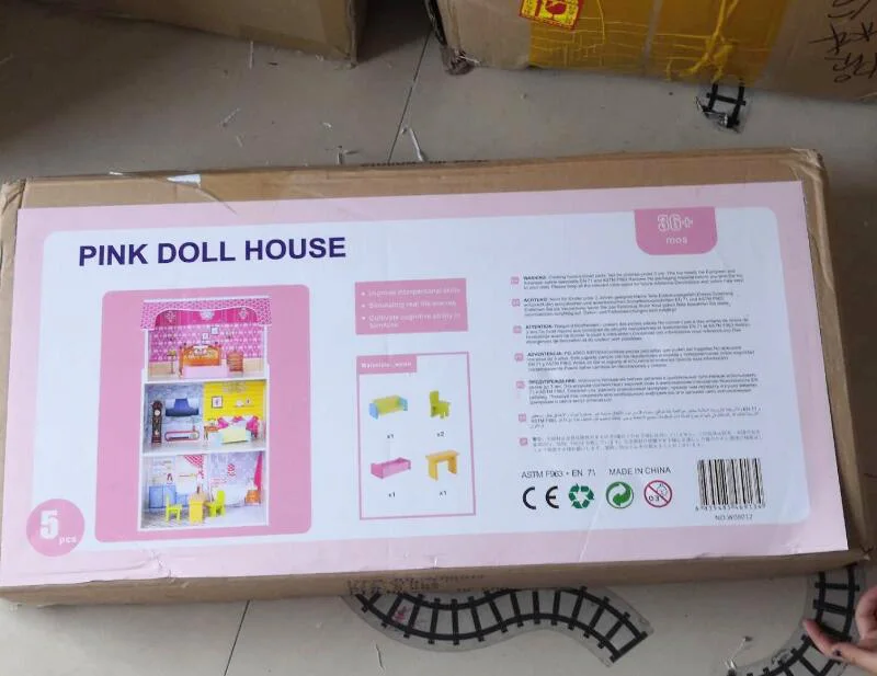 50*24*95 см детский деревянный розовый Кукольный дом деревянная кукольная вилла с кукольной мебели ролевой дом для девочек Рождественский подарок на день рождения