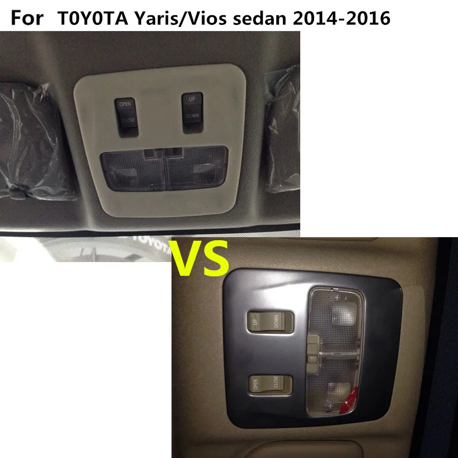 

car ABS chrome styling front inner read reading switch light lamp frame trim 1pcs For Toyota Vios/Yaris sedan 2014 2015 2016
