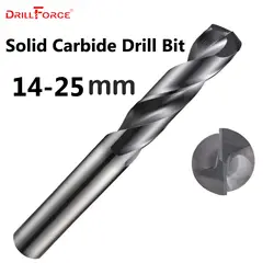 Drillforce 1 шт. 14 мм-25 мм твердосплавные сверла, без покрытия (яркая) отделка, Круглый хвостовик, спиральная флейта сверло для металла