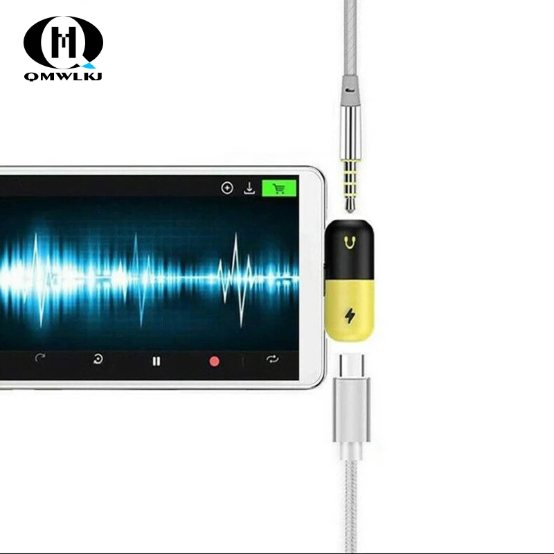 

Mini Capsule Pill Shape Type- C to 3.5mm Earphone Connector Type-C Adapter Splitter 3.5mm Audio Line Charger