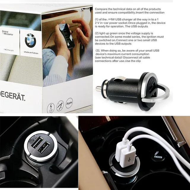 GENUINE for BMW double USB Charger 12V In Car Port Connector for phone